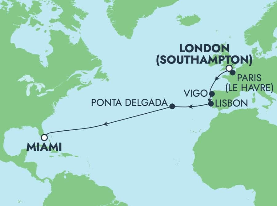 14 nights Transatlantic cruise on Norwegian Jewel
from ๐ฌ๐ง Southampton to ๐บ๐ธ Miami