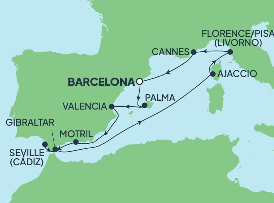 10 nights Mediterranean cruise on Norwegian Dawn
from ๐ช๐ธ Barcelona