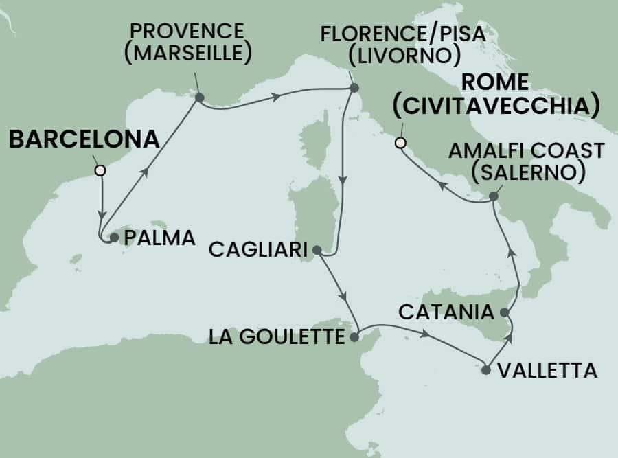 10 nights Mediterranean cruise on Norwegian Dawn
from ๐ช๐ธ Barcelona to ๐ฎ๐น Civitavecchia