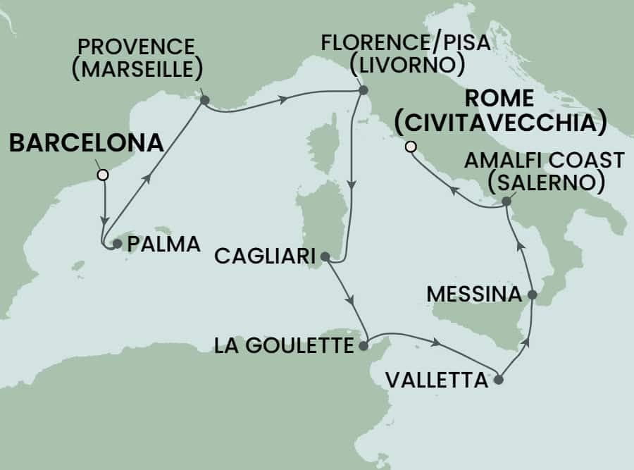 10 nights Mediterranean cruise on Norwegian Dawn
from ๐ช๐ธ Barcelona to ๐ฎ๐น Civitavecchia