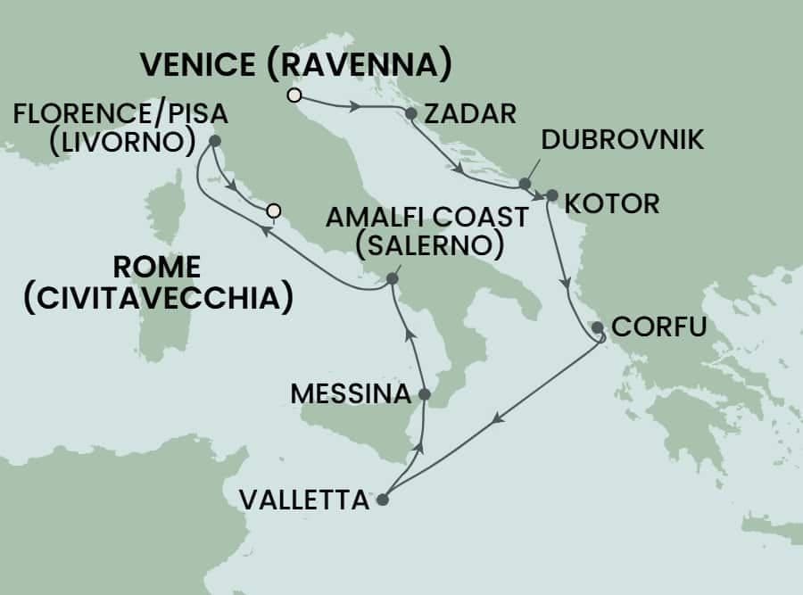 10 nights Mediterranean cruise on Norwegian Dawn
from ๐ฎ๐น Ravenna to ๐ฎ๐น Civitavecchia
