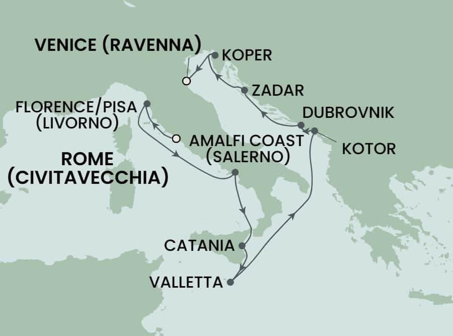 11 nights Mediterranean cruise on Norwegian Dawn
from 🇮🇹 Civitavecchia to 🇮🇹 Ravenna