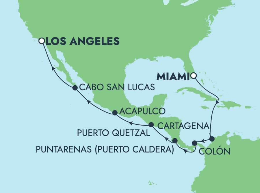 15 nights Panama canal cruise on Norwegian Encore
from ๐บ๐ธ Miami to ๐บ๐ธ Los Angeles