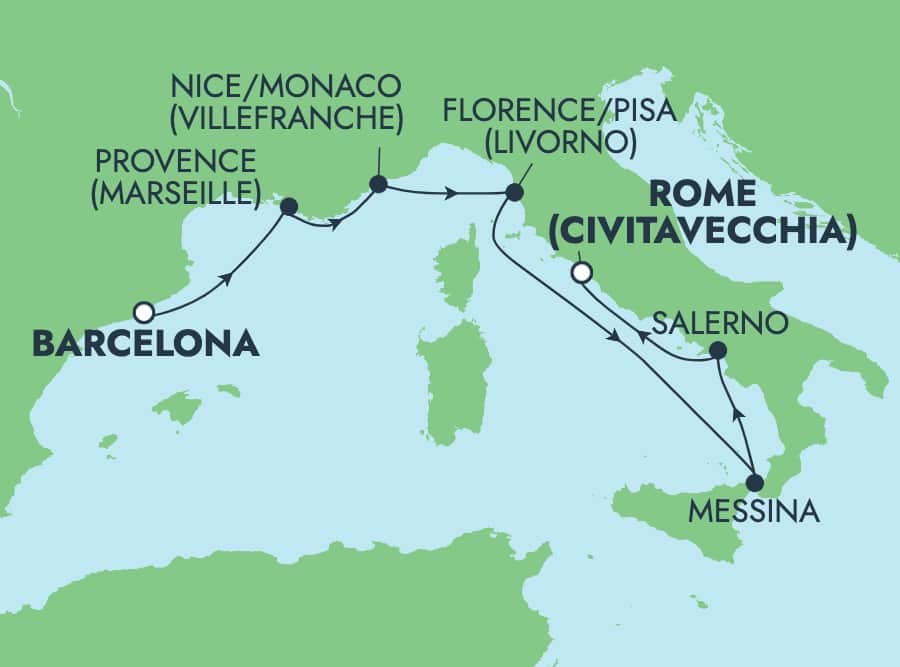 7 nights Mediterranean cruise on Norwegian Epic
from ๐ช๐ธ Barcelona to ๐ฎ๐น Civitavecchia