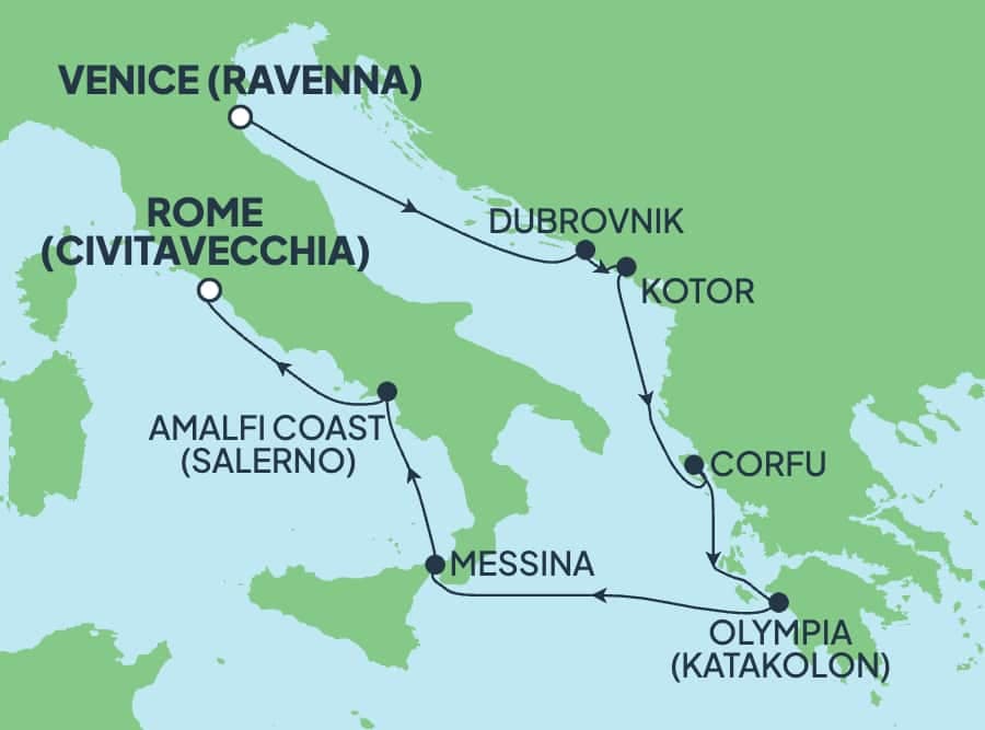7 nights Mediterranean cruise on Norwegian Gem
from ๐ฎ๐น Ravenna to ๐ฎ๐น Civitavecchia