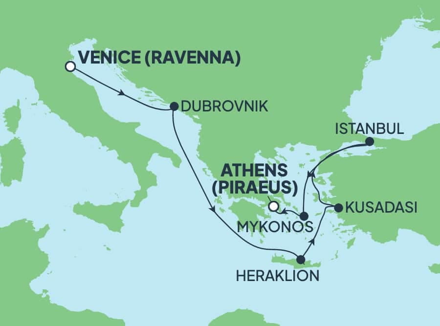 7 nights Mediterranean cruise on Norwegian Gem
from ๐ฎ๐น Ravenna to ๐ฌ๐ท Piraeus