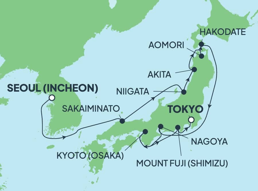 11 nights Extraordinary cruise on Norwegian Jade
from ๐ฐ๐ท Incheon to ๐ฏ๐ต Tokushima
