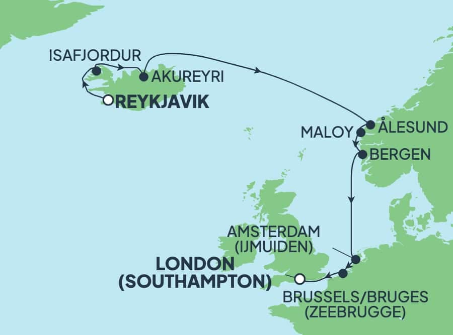 11 nights North European cruise on Norwegian Prima
from ๐ฎ๐ธ Reykjavik to ๐ฌ๐ง Southampton
