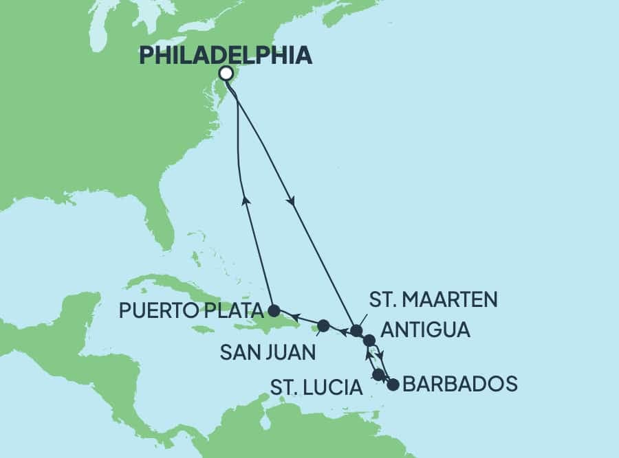 12 nights Caribbean cruise on Norwegian Pearl
from ๐บ๐ธ Philadelphia