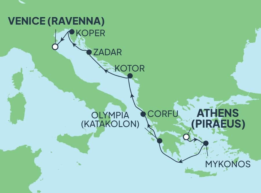7 nights Mediterranean cruise on Norwegian Pearl
from ๐ฌ๐ท Piraeus to ๐ฎ๐น Ravenna