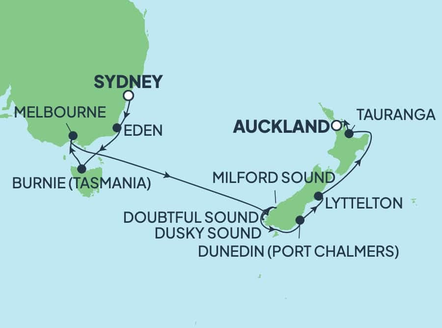 11 nights Australian cruise on Norwegian Spirit
from ๐ฆ๐บ Sydney to ๐ณ๐ฟ Auckland