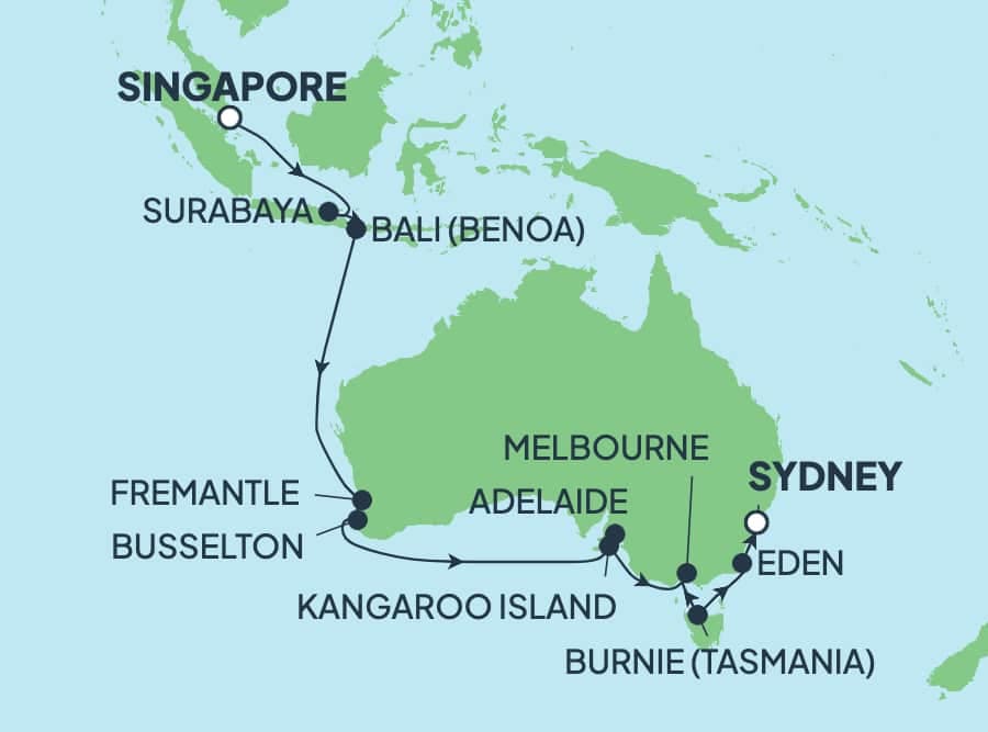 19 nights Asian cruise on Norwegian Spirit
from ๐ธ๐ฌ Singapore to ๐ฆ๐บ Sydney