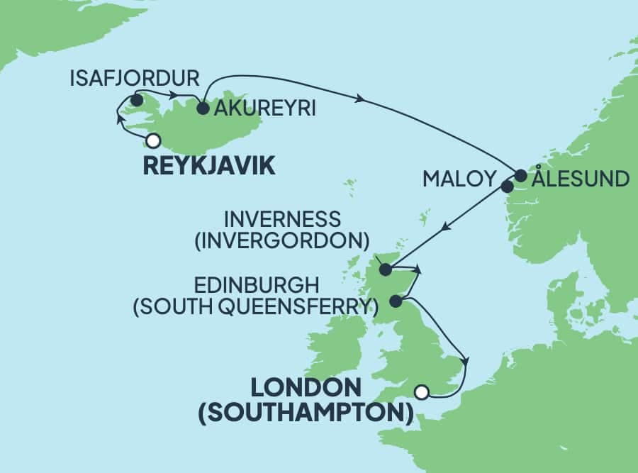 10 nights North European cruise on Norwegian Star
from ๐ฎ๐ธ Reykjavik to ๐ฌ๐ง Southampton