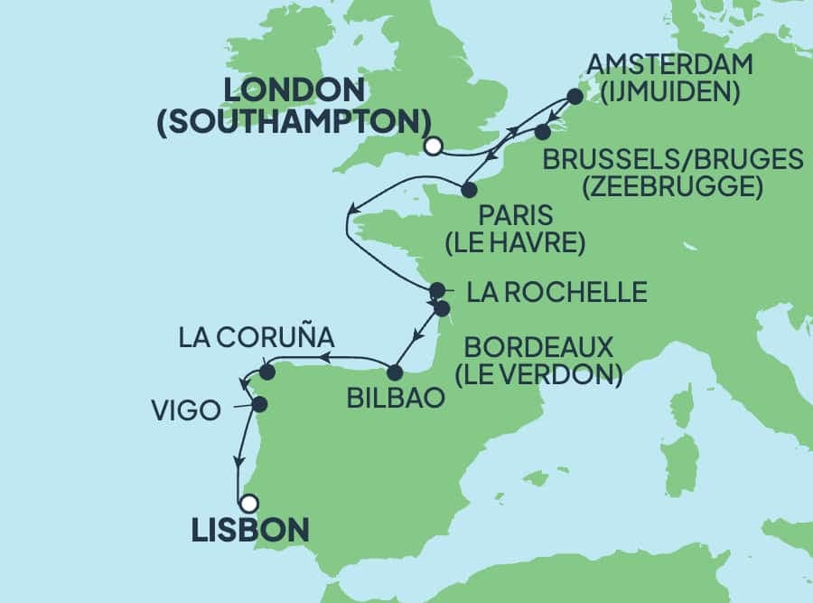10 nights Mediterranean cruise on Norwegian Star
from ๐ฌ๐ง Southampton to ๐ต๐น Lisbon