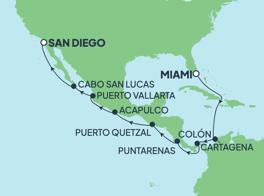 16 nights Panama canal cruise on Norwegian Star
from ๐บ๐ธ Miami to ๐บ๐ธ San Diego