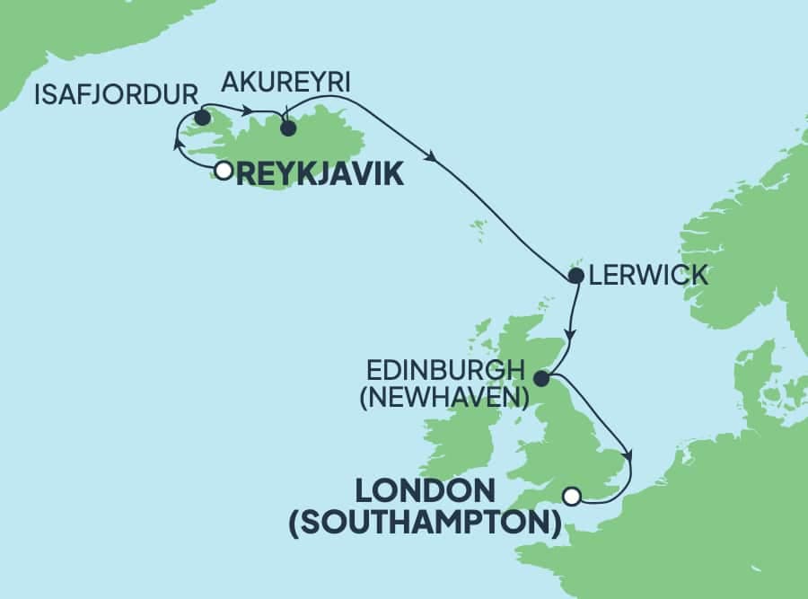 7 nights North European cruise on Norwegian Star
from ๐ฎ๐ธ Reykjavik to ๐ฌ๐ง Southampton